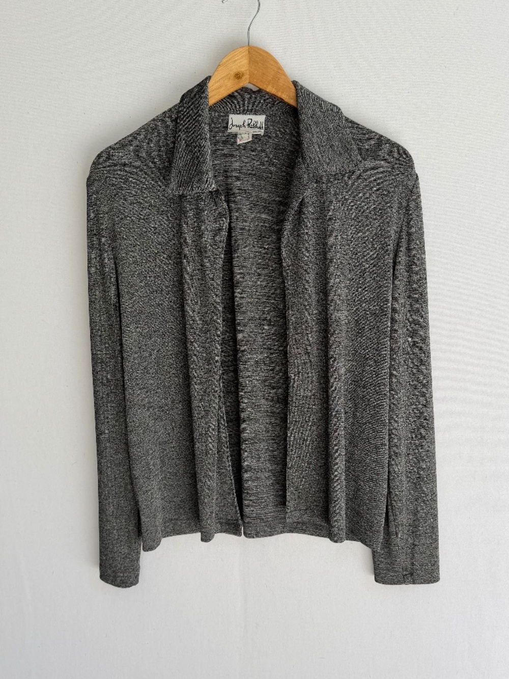 JOSEPH RIBKOFF Women’s Size 12 Gray Collared Open Front Veston Jacket Cardigan